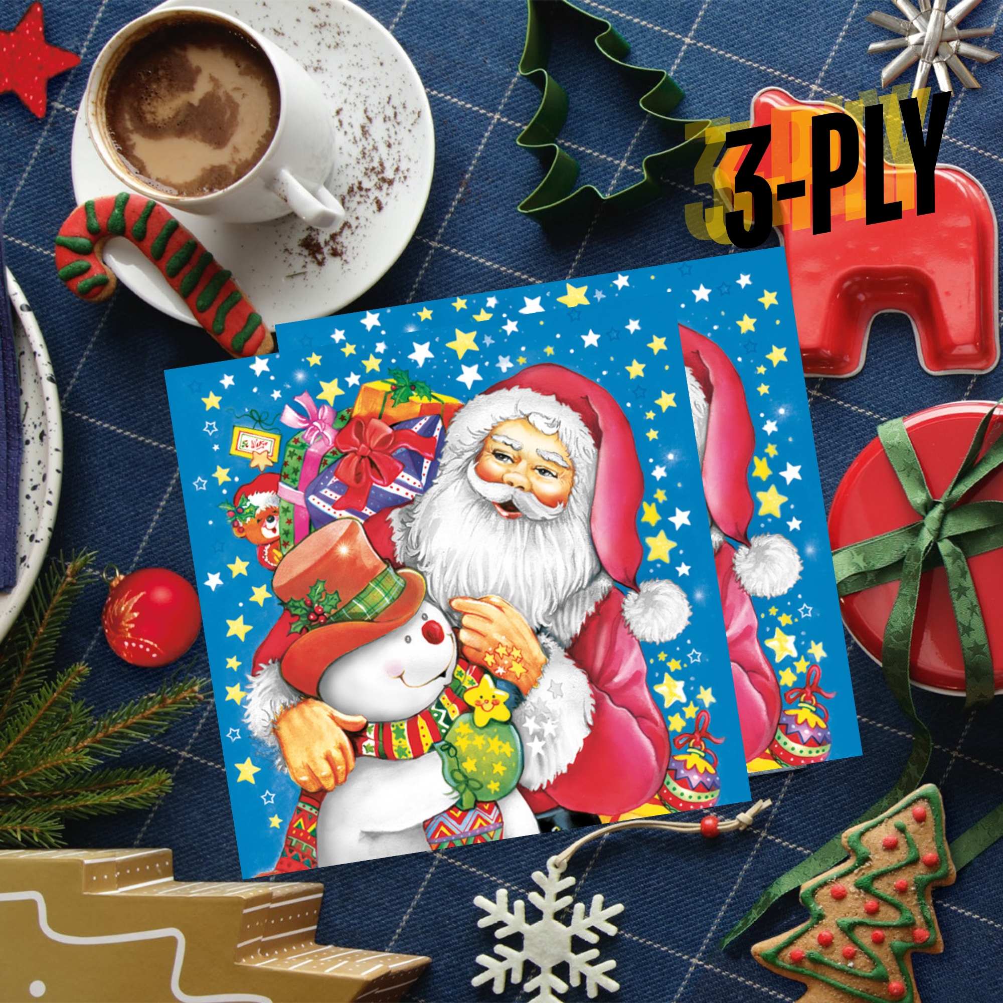 Keep Unique Santa Christmas Decorative Paper Napkins, Decoupage Napkin, Pack/20