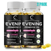 (2 PACK) Evening Primrose Oil Capsules | Acids Softgels 1300mg -Promotes Skin & Cardiovascular Health -Non GMO & Gluten Free | 240 Capsules