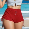 thumbnail image 2 of Womens Shorts Elastic Waist Casual Summer Drawstring Side Strap Soild Color Pants Gym Shorts, 2 of 4