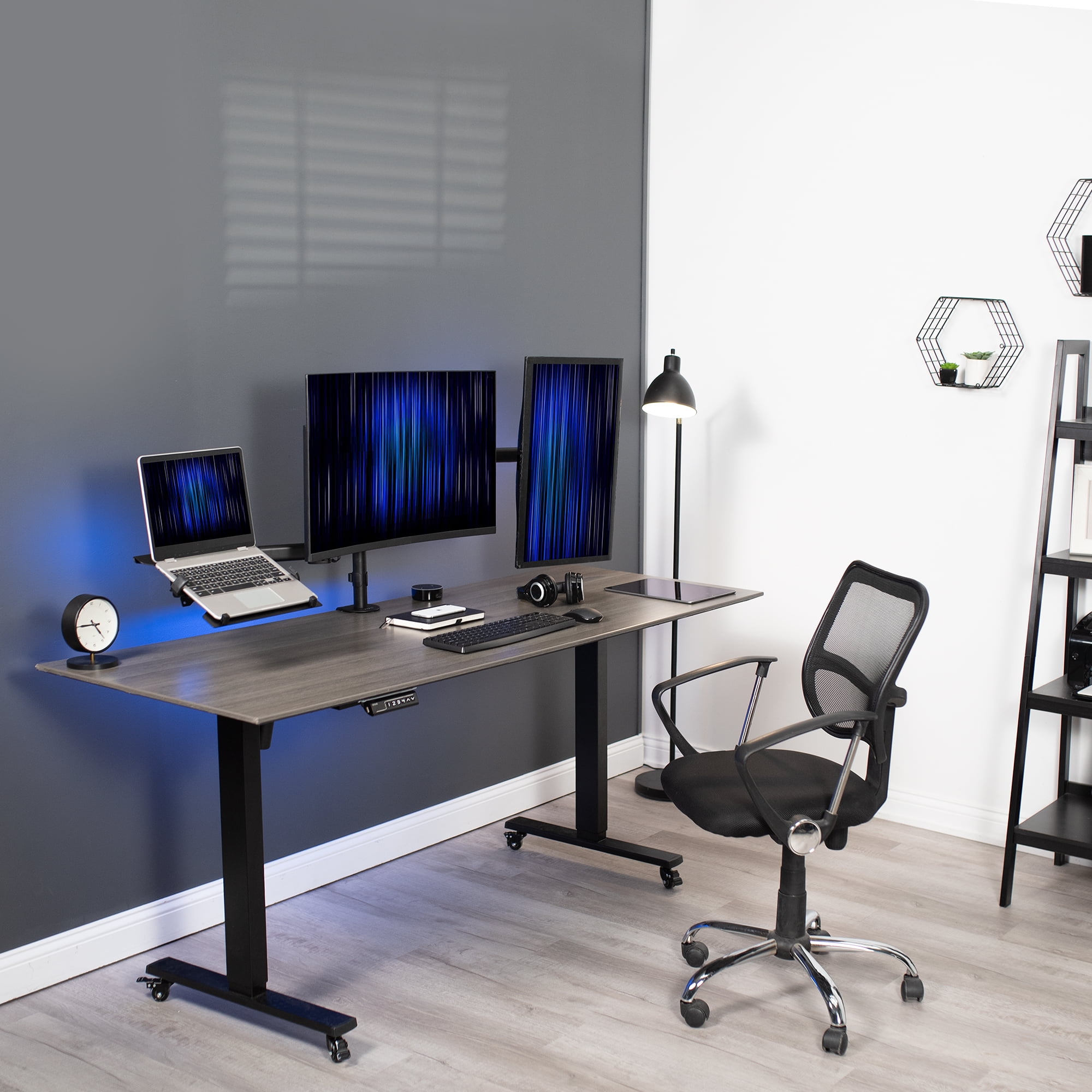 VIVO Dual 13" to 27" Monitor Mount with Laptop Holder, Horizontal Screen Display