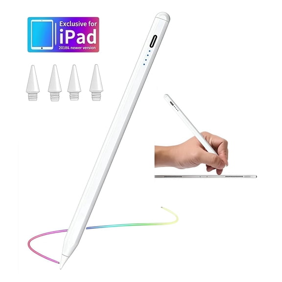 Stylus Pen for iPad 2018-2025, Magnetic Pencil with Tilt Sensitivity & Palm Rejection for iPad 11/10/9/8/7/6, iPad Pro 12.9"/11"/ M4/M2, iPad mini 6/5, iPad Air 5/4/3/10.9"
