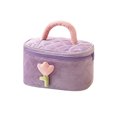 thumbnail image 2 of Qarigey Bolsa de cosméticos de moda con flor de tulipán, bolsas de maquillaje de gran capacidad, organizador multifuncional, almacenamiento de viaje, Bolsas de maquillaje Púrpura 25*16*15.5 cm Qarigey CE015337-03, 2 of 6