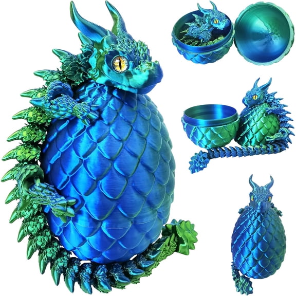 3D Printed Dragon Easter Eggs, Cool 3D Printer Articulated Crystal Dragon Toys , Surprise Animals Figurines Fidget Dinosaur Eggs Toys