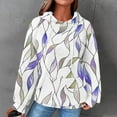 thumbnail image 2 of XPMWRP Women's Floral Print Hoodies Waffle Knit Sweatshirt Long Set-in Sleeve Oversized Sweatshirt Casual Winter Cute With Pockets Blue XL, 2 of 5