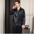 thumbnail image 4 of Pijamas Manga Larga Casual Solapa Satén Para Hombre Conjunto, 4 of 8