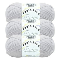 Lion Brand Yarn Feels Like Butta Pale Grey Medium Polyester Yarn 3 Pack
