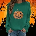thumbnail image 2 of Fnooota Womens Halloween Sweatshirts, Fashion Rhinestone Graphic Long Sleeve Pullover Halloween Tops Army Green Size 2XL, 2 of 5