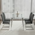 thumbnail image 2 of Glass Dining Table Set with 4 Grey Chairs - 51" Modern Kitchen Table & Chairs, PU Seats, Metal Legs, for Dining Room, Easy Assembly, 2 of 25
