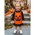 thumbnail image 5 of RUINIXCW Baby Girls 2Pcs Halloween Outfits Long Sleeve Romper + Pumpkin Overall Dress Set Newborn Clothes Cosplsy, 5 of 9