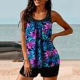 thumbnail image 4 of Busydd 2 Piece Swimsuit for Women Fashion Floral Print Womens Bathing Suits Tankinis Round Neck Built in Bra Tank Tops and Boyshorts Women Beach Fashion XL, 4 of 6