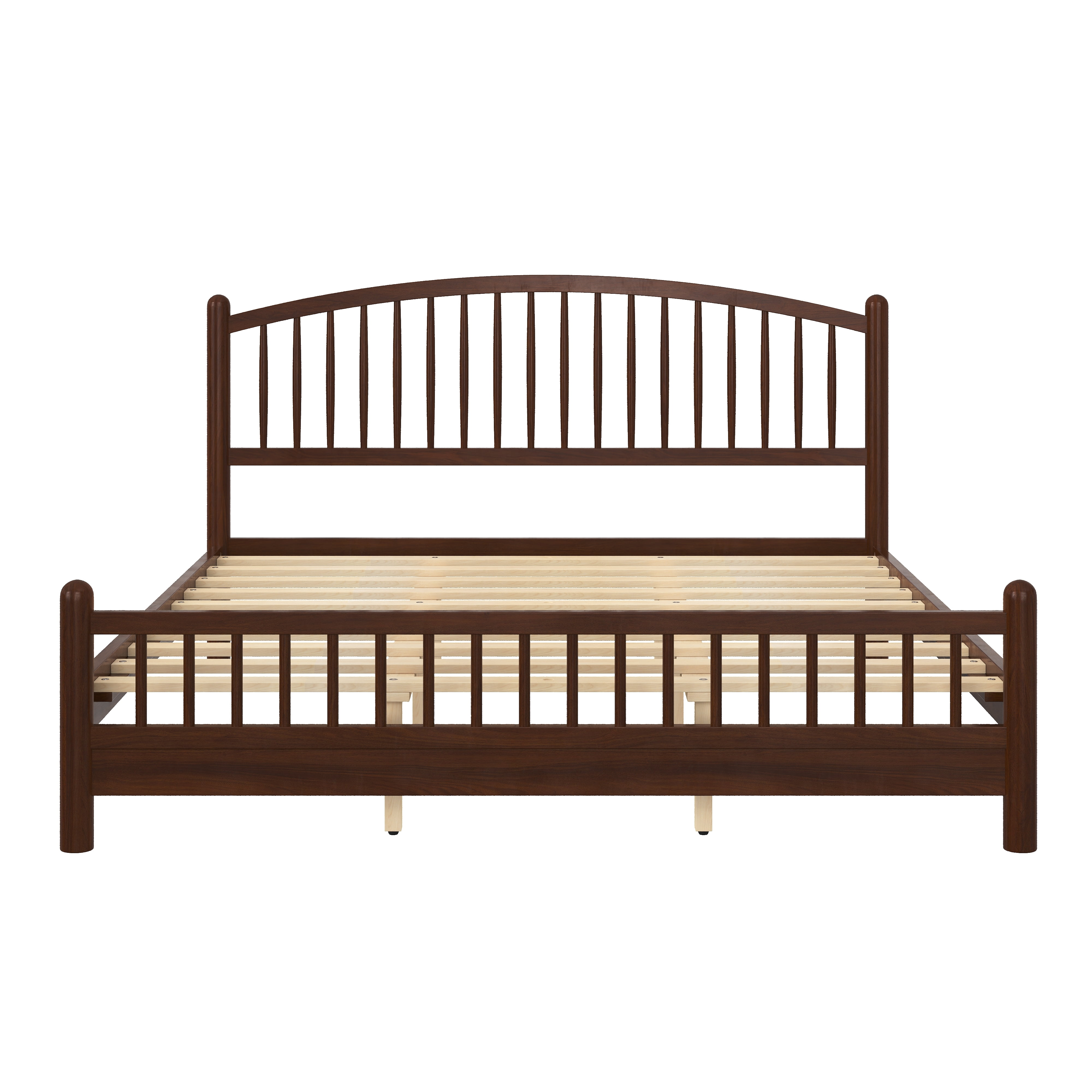 Euroco King Size Wood Platform Bed with Arched Headboard, No Box Spring Needed, Espresso