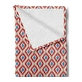 thumbnail image 2 of Ikat Soft Flannel Fleece Throw Blanket, Revival Pattern Classical Diamond Line Pattern with Traditional Design Elements, Cozy Plush for Indoor and Outdoor Use, 50" x 60", Red Blue Beige, by Ambesonne, 2 of 5