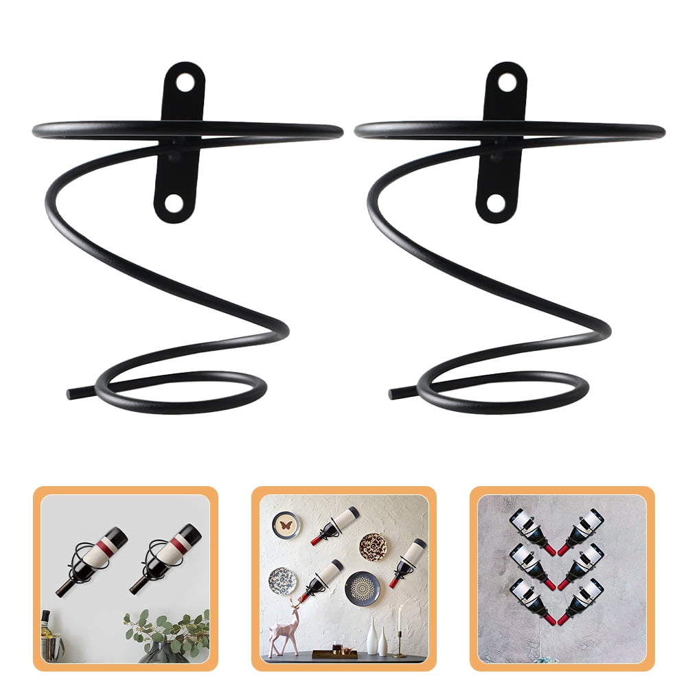 DRAFIDEEP 6Pcs Wall Mounted Wine Holder for Wall Made of Iron Black Wine Rack for Home Bars