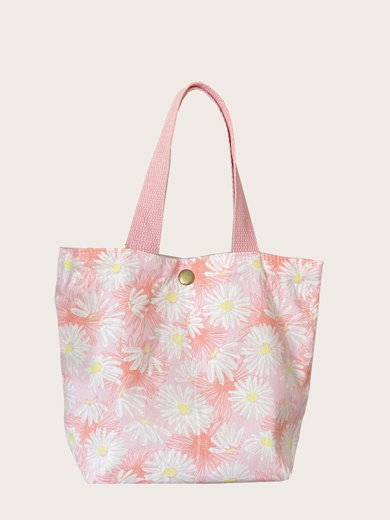 floral graphic satchel bag