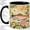 Black, variant on Striped Fish Floral Sunburst Coffee Mug, Striped Fish Mug, Morning Tea Cup for Home, Single Swimmer with Daisies and Green Swirls, Retro River Art, Coastal Kitchen Accent, Angler