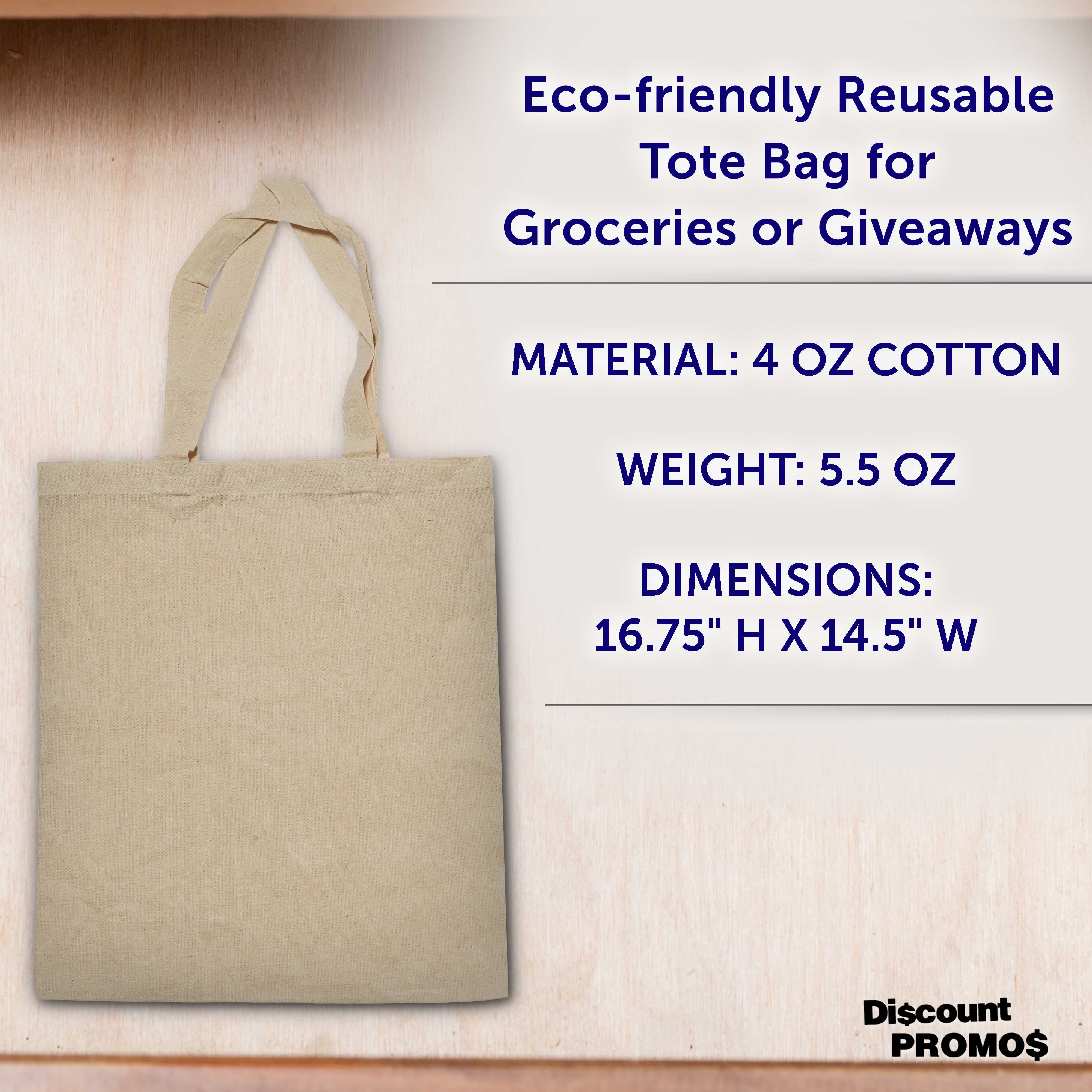 Pack of 10-100% Cotton Canvas Plain Tote Reusable Shopping Bags
