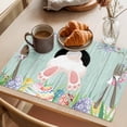 thumbnail image 3 of Easter Placemats Set of 12 Turquoise Bunny Eggs Spring Floral Wooden Place Mats Indoor Wipeable Table Mats Washable Cloth Dining Table Placemats for Kitchen Holiday Party Home Decor 13x19 Inch, 3 of 9