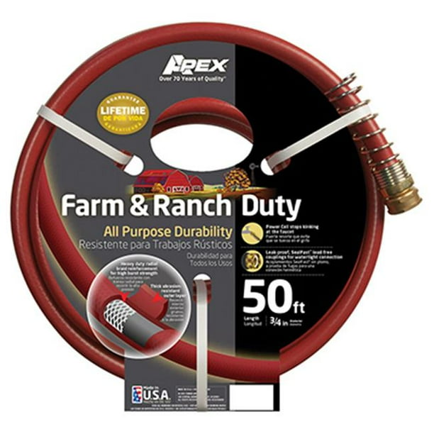 TeknorApex 98950 Garden Hose, Farm & Ranch Duty, 450 PSI, Dark Red, 3