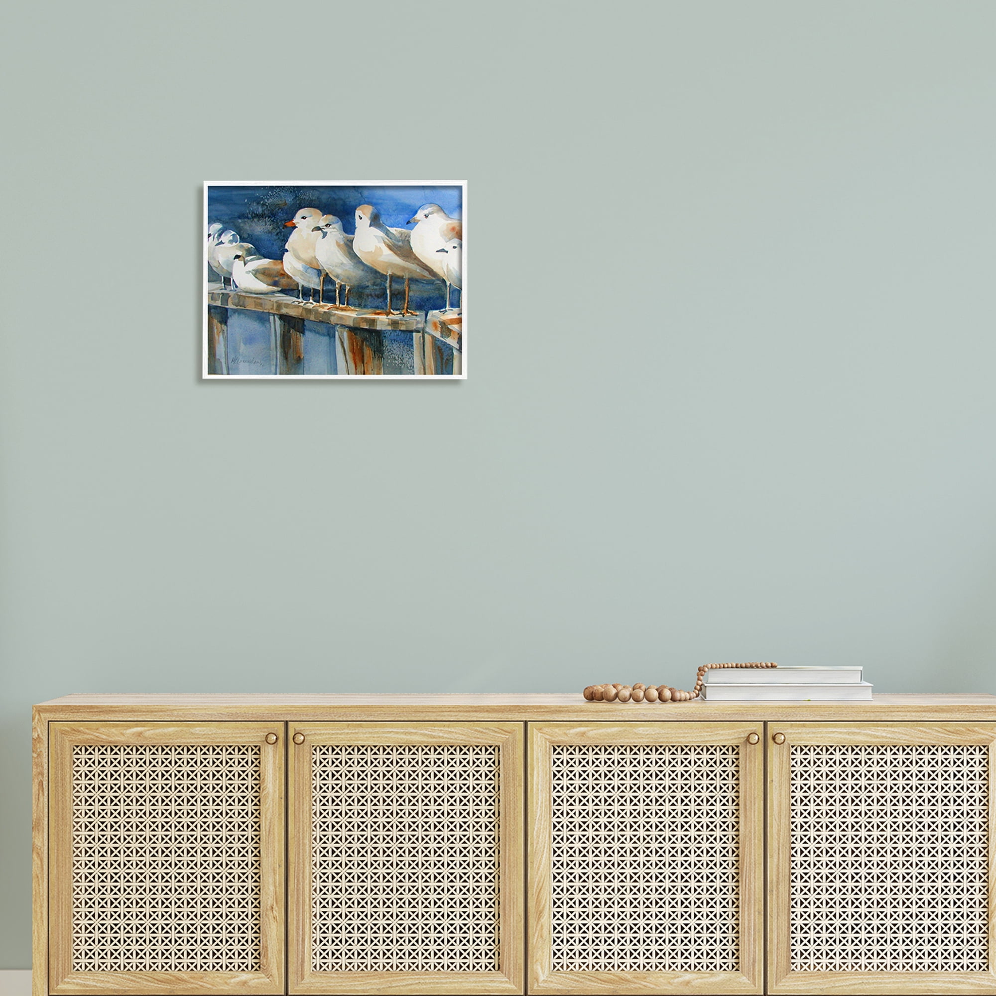 Stupell Industries Coastal Sandpiper Birds Beach Boardwalk Railing , 20 x 16, Design by MB Cunningham