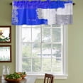 thumbnail image 4 of Blue Purple Grey Valances for Windows, Decorative Rod Pocket Window Valance Curtains, Geometric Oil Painting Abstract Modern Short Curtain Drapes for Kitchen/Living Room, 2 Panels, 42" W x 18" L, 4 of 8