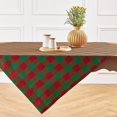 thumbnail image 4 of Linen Checkered Tablecloth 52 x 52 Inch - 100% Pure Linen Red and Green Buffalo Plaid Square Tablecloth - Machine Washable Table Throw, 4 of 5
