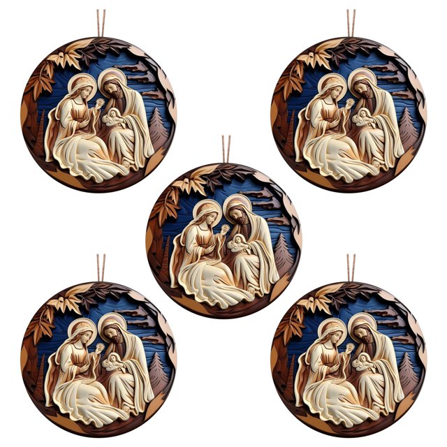 Teissuly 5Pcs Christmas Decoration Flat Christmas Tree Retro Style Home Decoration Car Ornaments Teissuly WER202312140020