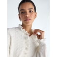 thumbnail image 4 of Free Assembly Women's Ruffle Neck Pointelle Cardigan Sweater, Midweight, Sizes XS-XXL, 4 of 5