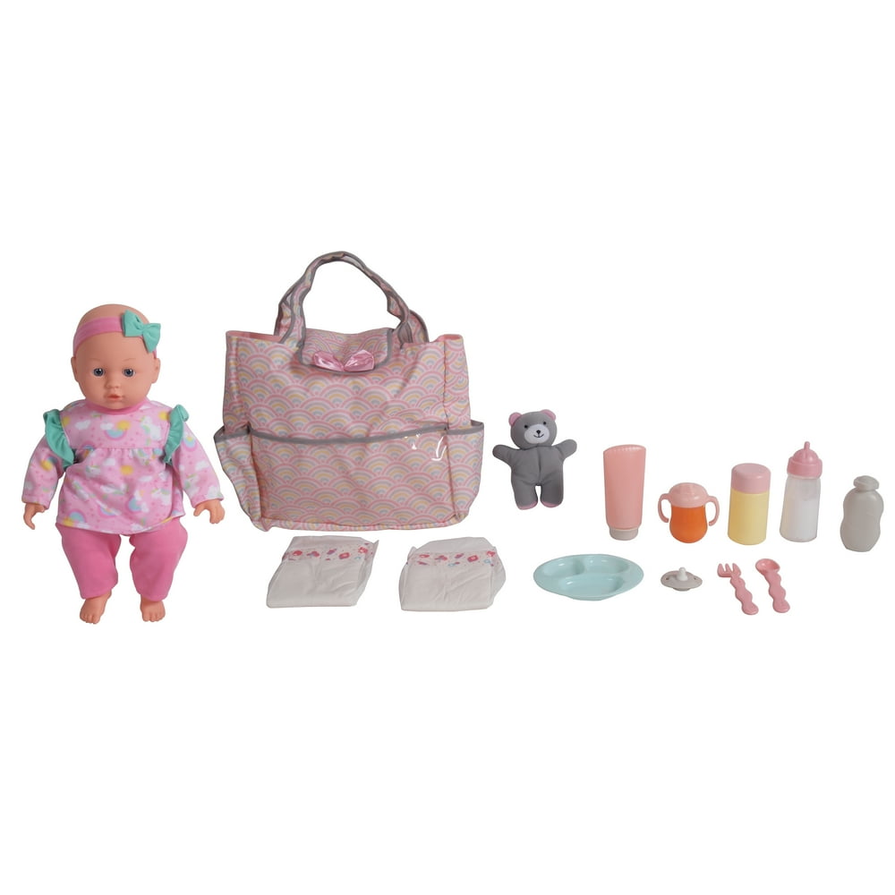 Dream Collection 14" Pretend Play Baby Doll with Diaper Bag