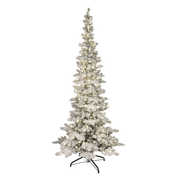 6.5 ft Pre-Lit Flocked Whistler Artificial Pine Tree