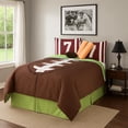 thumbnail image 6 of 5 Piece Twin Comforter Set with Football Field Print, Brown and Green, 6 of 7