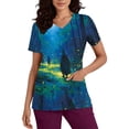 thumbnail image 4 of HOMBOM Womens Graphic T Shirts Graphic Festive Daily Cozy Short Sleeve Young Womens V Neck Pullover Summer Shirts,M, 4 of 7