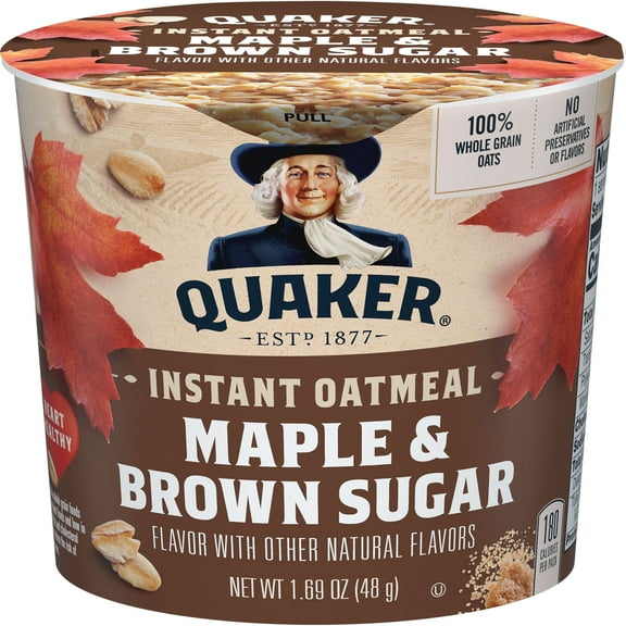 Quaker Maple & Brown Sugar Flavored Instant Oatmeal, 1.69 oz Cup, 1 Count