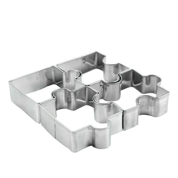 Gytml 4Pcs Puzzle Cookie Cutter Set,Stainless Steel Biscuit Cutters Tool For Baking Cutting Shapes,Small Cookie Cutters For Baking Birthday Decoration Silver One Size