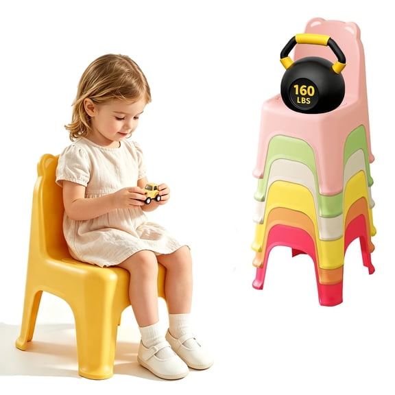 Linor 6Pcs Stackable School Chairs, Kids Plastic Classroom Chairs for Toddlers, Colorful Chairs for Classroom, Kids Room