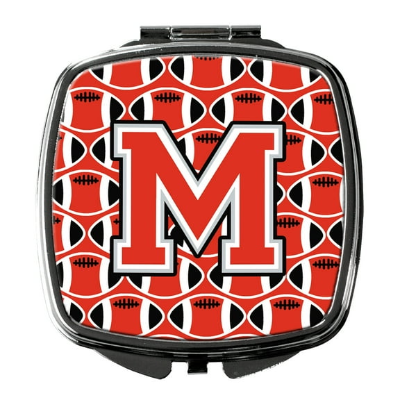 Letter M Football Scarlet and Grey Compact Mirror