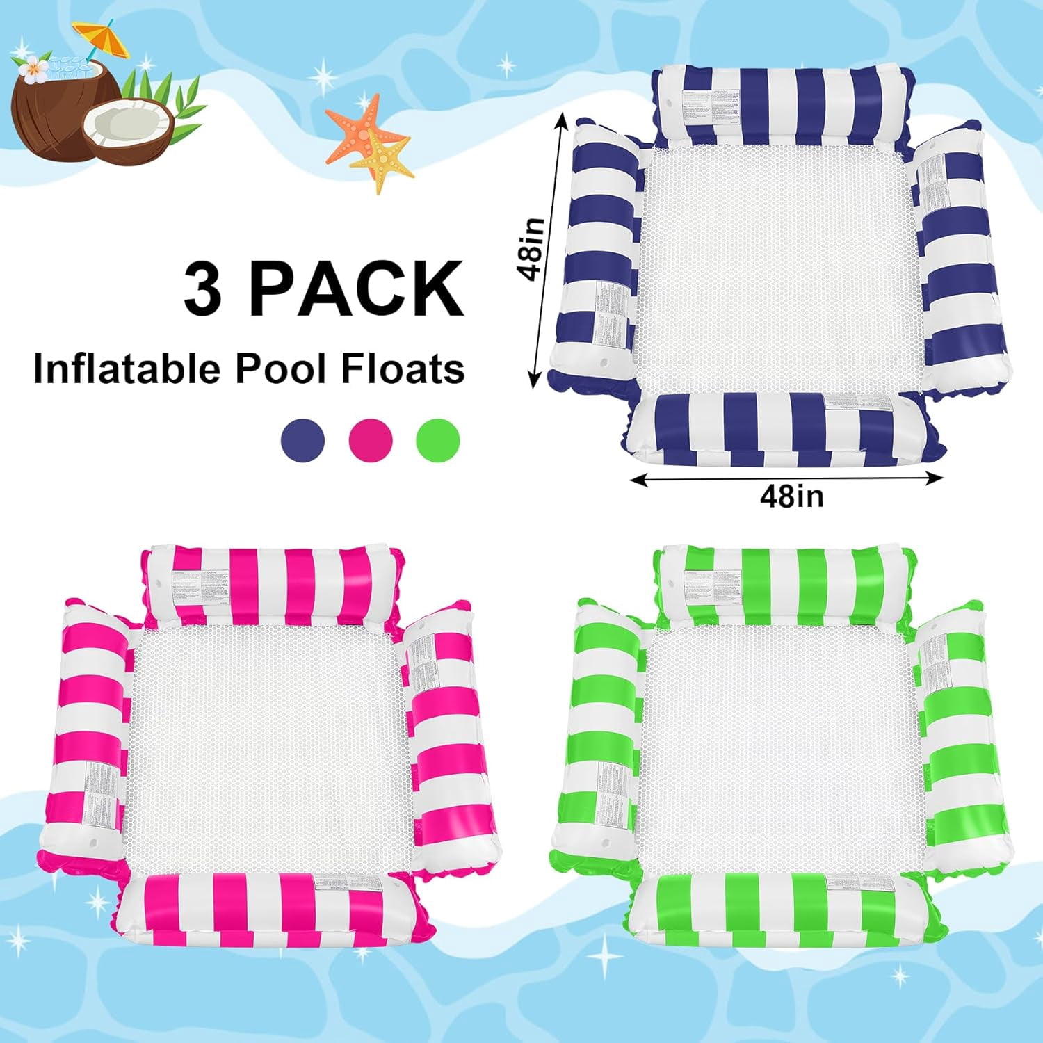 Inflatable Pool Floats Adult, 4-in-1 Multi-Purpose Pool Float Rafts Water Hammock, Pool Floaties for Adults Swimming Pool Lake Beach