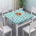 thumbnail image 3 of Turquoise Daisy Flower Yellow Centers Pattern Square Fitted Tablecloth with Elastic Edge,Square Table Cover,Washable Elastic Table Cover for Home Kitchen Party Decor 36"x36", 3 of 6