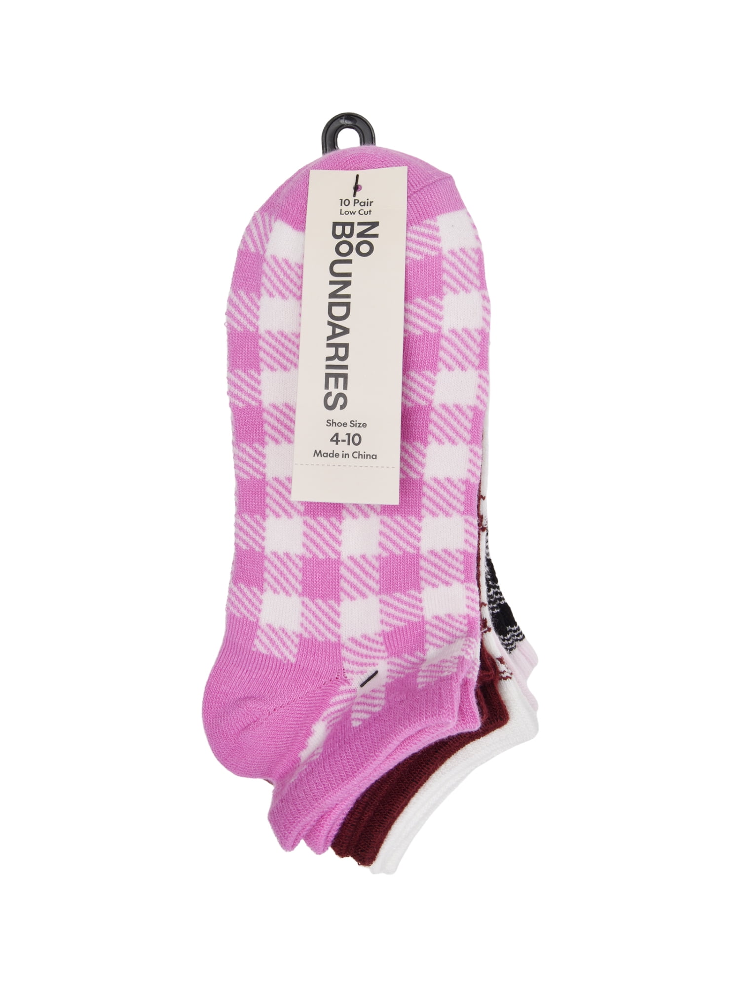 No Boundaries Womens Low-Cut Socks, 10-Pack, Sock Sizes 4-10