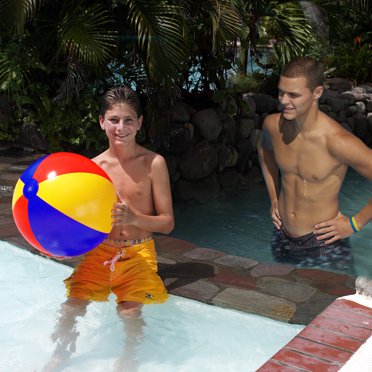 24 Inch Inflatable Beach Balls 2-Pack - Orange Pool Float Toys For Summer Parties & Decor