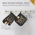 thumbnail image 4 of Yayeee Oven Mitts and Pot Holder Set of 2 Heat Resistant Kitchen Gloves Baking Hot Pad, Black Halloween Dancing Skeleton, 4 of 5