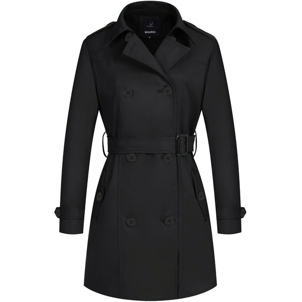 Wantdo Women's Trench Coat Double Breasted Peacoat Windproof Outerwear ...