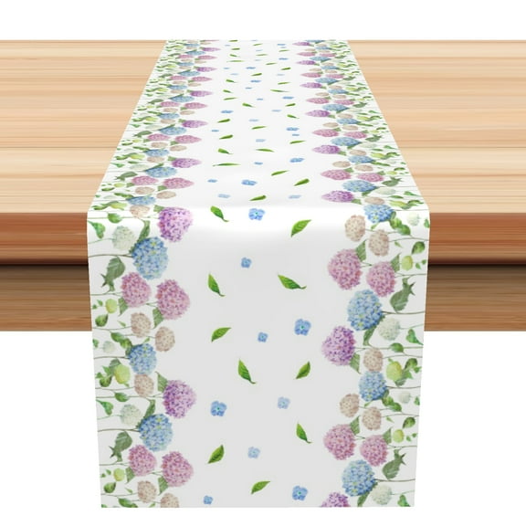 SUNOLIFE Spring Floral Table Runner,Flower Plants Kitchen Dining Table Decoration for Home Party 13 x 72 Inch
