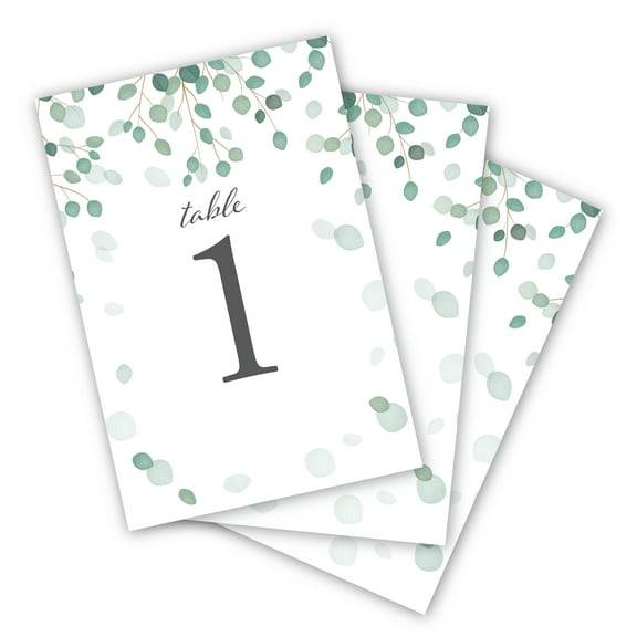 Eucalyptus Table Numbers Wedding, 1-25, Double Sided 4x6, Numbers 1-25 and Head Table Card Included