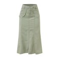 thumbnail image 4 of Gbsyewxs Womens Skirts Midi Skirt Denim High Waist Solid Color Slim Summer Women'S Skirts Mint Green, 4 of 6