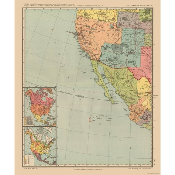 Historic Map - United States Mexico - Streit 1913 - Vintage Wall Art