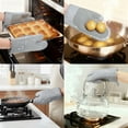 thumbnail image 2 of Soft Oven Mitts, Heat-Resistant Cooking Gloves, Thick Cotton Lining, Gripping for Baking, Grilling, 2Pcs Kitchen Mitts Misty Gray 10.6x5.9inch, 2 of 6