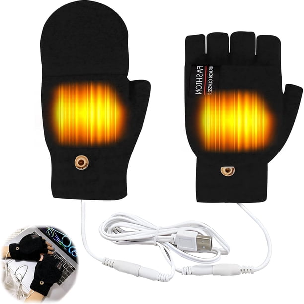 Guantes calefactables USB para mujer y hombre, guantes de invierno sin dedos con calefacción total y parcial, guantes calefactables de doble cara para pantalla táctil, guantes lavables para portátil,