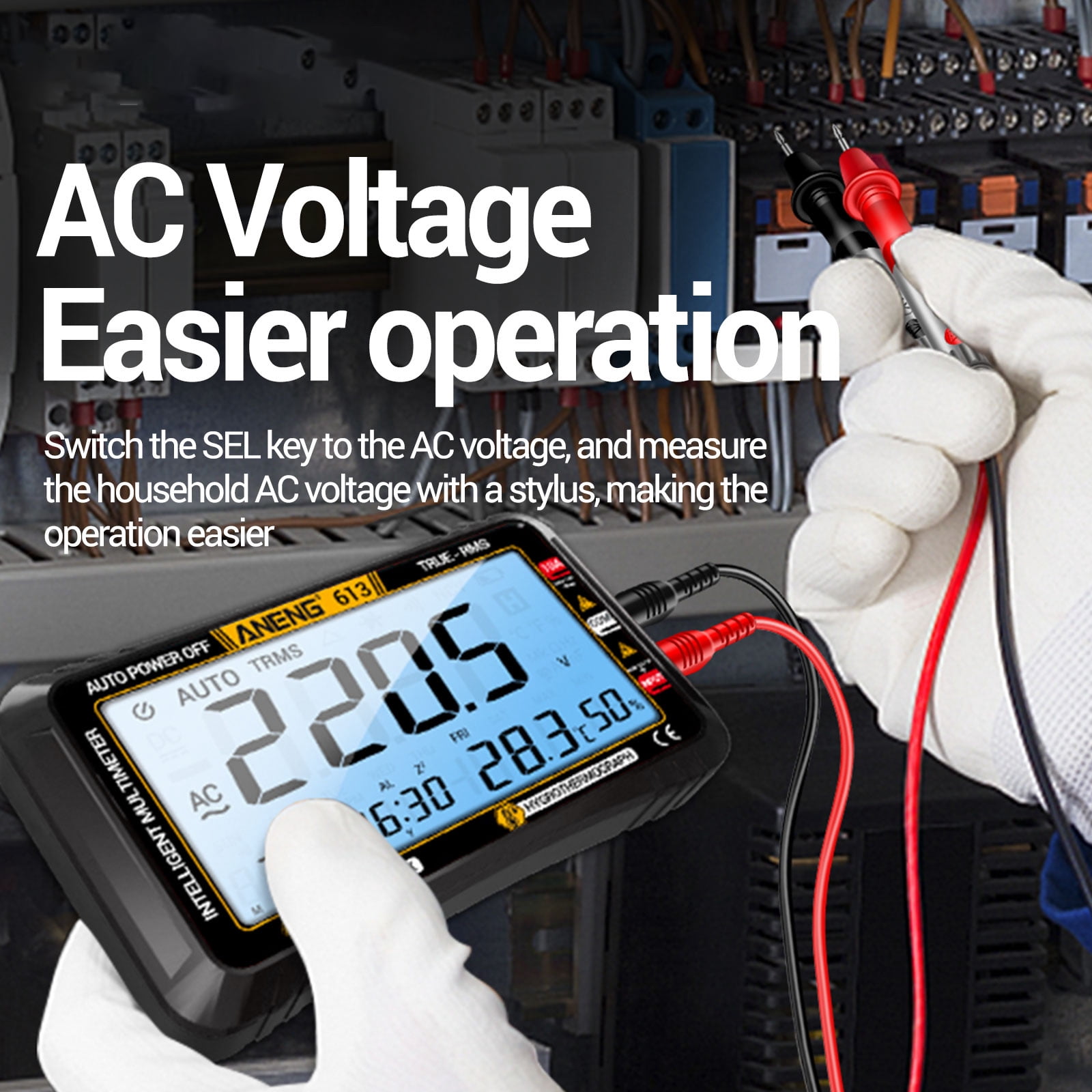 3 in 1 Smart Multimeter Perpetual Calendar Temperature Hygrometer 4000 Counts Digital AC/DC Curent Voltage Resistance Capacitor Tester Professional Test Tools