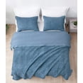 thumbnail image 6 of Chezmoi Collection Bethany 3-Piece Blue Queen Size Blanket Set Quilted Floral Sherpa Reversible Washed Microfiber Coverlet Bedspread Set, 6 of 8