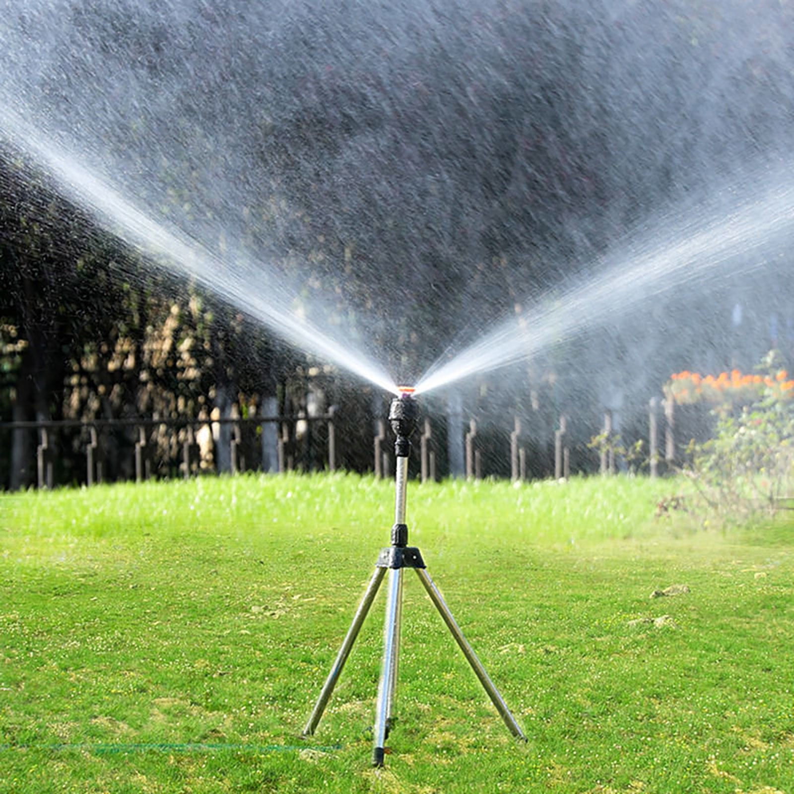 Qholemyo 360 Degree Rotating Tripod Sprinkler Stainless Steel Lawn Water Sprinkler For Yard Telescopic Irrigation Stand